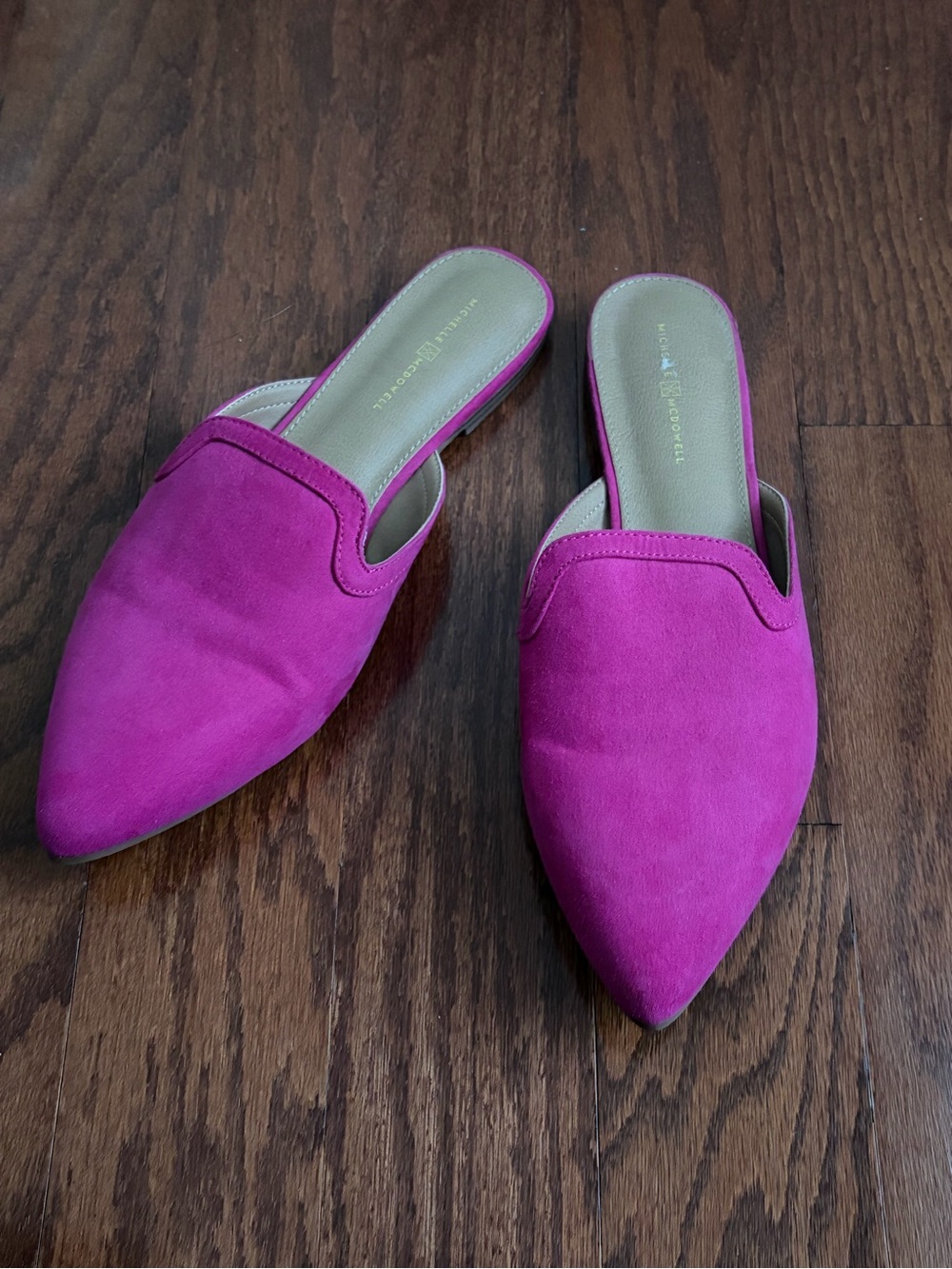 Michelle McDowell Leland Pointed Slip-On Mules in Bright Fuchsia, size 8